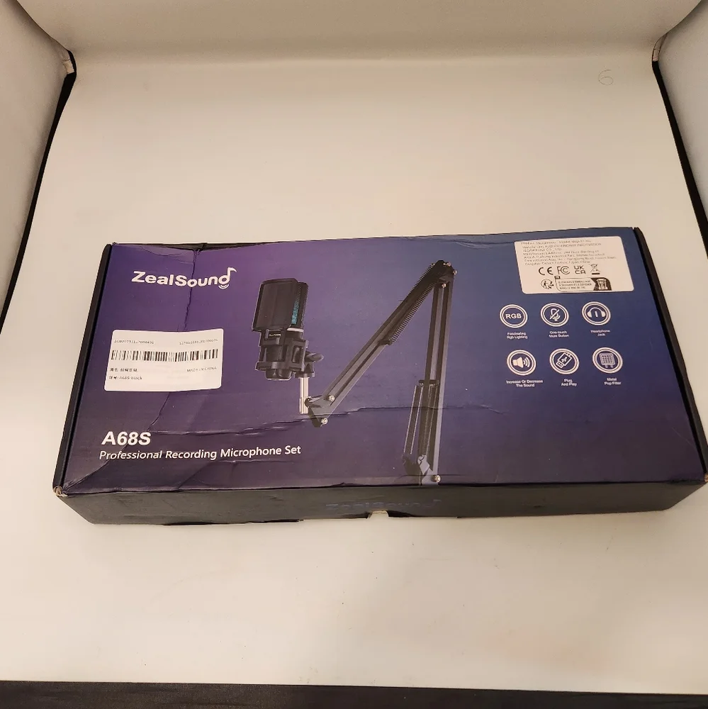Zealsound A68S Rgb Recording Microphone with Articulated Arm/usb Condenser Mic